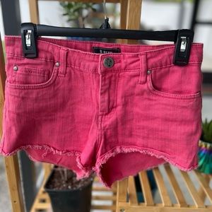 ☀️Sts Blue Denim Dark Pink Shorts, Raw Edge Hem, 5 Pocket, Size: 3, Perfect Fit